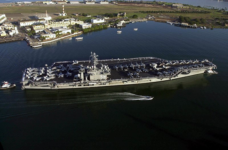 File:US Navy 030311-N-1974E-007 Crewmembers aboard the aircraft carrier USS Nimitz (CVN 68) man the rails and prepare to salute upon entering Pearl Harbor, Hawaii.jpg