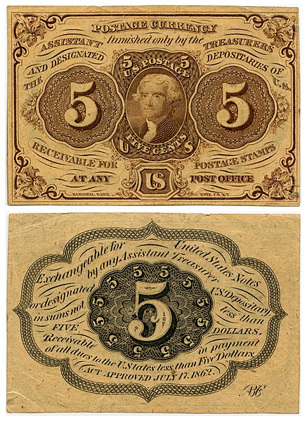 File:US Postal Currency 5 cent 1862 1863.jpg