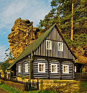 Upper Lusatian house in Jetřichovice, Bohemian Switzerland, Czech Republic.