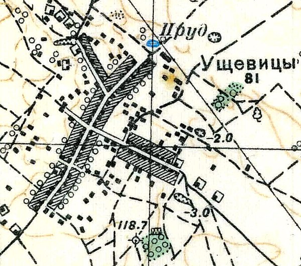 План деревни Ущевицы. 1938 год