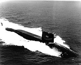 Ayakta duran USS George Washington Carver'ın açıklayıcı görüntüsü (SSBN-656)
