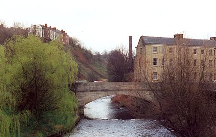 River Tame flowing under Staley Bridge, constructed in 1707