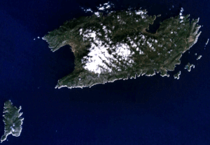 Satellite image of Vis (above)