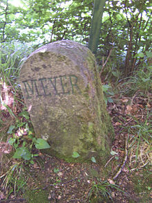 Der MEYER-Stein Nummer 4 markiert ein von Meyer untersuchtes Eisenerzvorkommen bei Bad Liebenstein