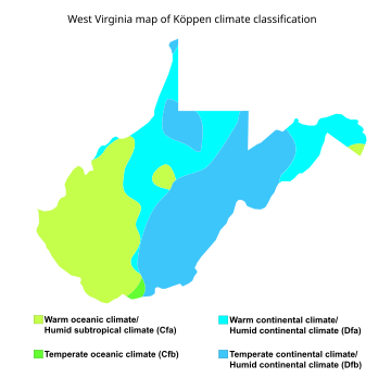 File:West Virginia map of Köppen climate classification.svg