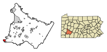Westmoreland County Pennsylvania Incorporated and Unincorporated areas Monessen Highlighted.svg