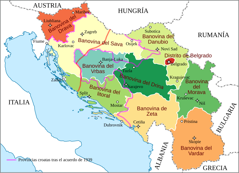 File:Yugoslavian banovinas-ES.svg