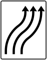 Zeichen 511-22 Verschwenkungstafel; Darstellung ohne Gegenverkehr: dreistreifig nach rechts