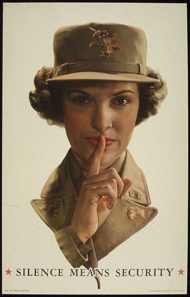 Women's Army Corps (1941–1945) associated national security with avoiding conversations about war work.