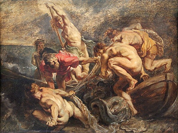 Miraculous draught of fish (1610) oil on wood by Peter Paul Rubens.