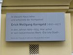 Erich Wolfgang Korngold - Memorial plaque