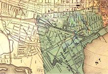 Pointe St-Charles in 1859, showing the Montreal ward of St. Ann and the area outside the city limits 1859 Pointe St-Charles.JPG