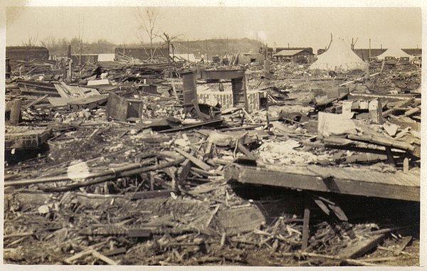 Ruins of the town of Griffin, Indiana, where 44 people were killed