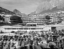 Lo stadio olimpico del ghiaccio durante la cerimonia di apertura.