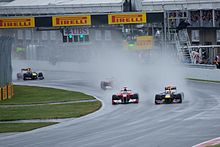 Start of the 2011 Canadian Grand Prix. The race was the longest ever F1 race to date due to rainstorms. 2011 Canadian GP - Start.jpg