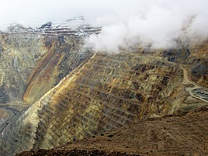 A more than two-mile wide canyon of terraced mountains