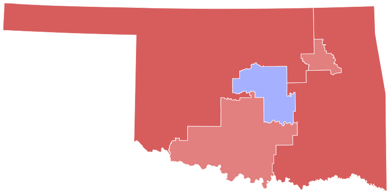 File:2022 Oklahoma gubernatorial election results map by congressional district.svg