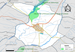 Carte des ZNIEFF de type 1 localisées sur la commune.