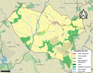 Barevná mapa znázorňující využití půdy.