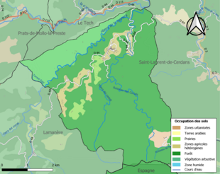 Barevná mapa znázorňující využití půdy.