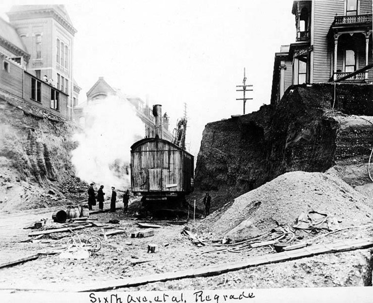 File:6th Ave regrade showing steam shovel at work, probably 1914 (SEATTLE 395).jpg