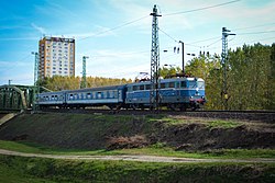 A Mezőtúr–Szolnok viszonylatú vonat Szolnokon (2019)