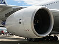 La gondola di un motore Rolls-Royce Trent agganciata all'ala di un Airbus A380. Si noti la presa d'aria divergente.