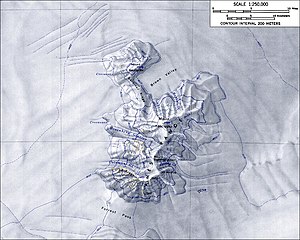 Topographic map of the Ames Range with Mount Kosciusko (scale 1: 250,000)