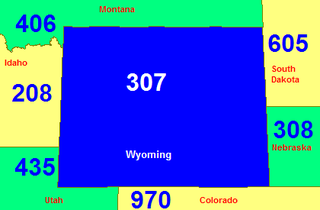 <span class="mw-page-title-main">Area code 307</span> Area code for all of Wyoming, United States