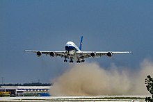 An Airbus A380-800 of China Southern Airlines takes off at PKX (May 13, 2019).