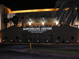 Watsco Center, which opened in 2003 on the University of Miami campus, is the home arena of the University of Miami's men's and women's basketball teams, May 2009 BankUnited Center.JPG