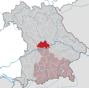 バイエルン州におけるアイヒシュテット郡の位置