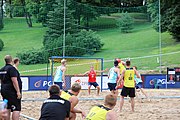 Deutsch: Beachhandball Europameisterschaften 2019 (Beach handball Euro); Tag 1: 2. Juli 2019 – Männer, Vorrunde Gruppe A, Deutschland-Norwegen 2:0 (22:14, 22:20) English: Beach handball Euro; Day 1: 2 July 2019 – Men Preliminary Round Group A – Germany-Norway 2:0 (22:14, 22:20)