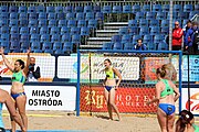 Deutsch: Beachhandball Europameisterschaften 2019 (Beach handball Euro); Tag 2: 3. Juli 2019 – Frauen, Vorrunde Gruppe D, Ukraine-Deutschland 2:0 (23:22, 32:24) English: Beach handball Euro; Day 2: 3 July 2019 – Women Preliminary Round Group D – Ukraine-Germany 2:0 (23:22, 32:24)