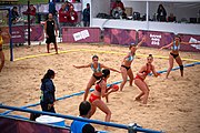 Deutsch: Beachhandball bei den Olympischen Jugendspielen 2018; Tag 5, 10. November 2018; Mädchen, Hauptrunde - Kroatien-Argentinien 1:2 English: Beach handball at the 2018 Summer Youth Olympics at 11 October 2018 – Girls Main Round – Croatia-Argentina 1:2