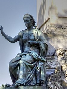 Nineteenth century allegorical statue on the Congress Column in Belgium depicting religious freedom