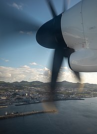 CS-TRD aircraft on final approach to Ponta Delgada airport, Azores, Portugal