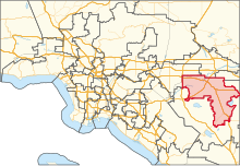 Description de l'image California's 39th congressional district in Greater Los Angeles (since 2023).svg.