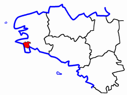 Kanton Plogastel-Saint-Germain na mapě regionu Bretaň