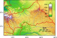 An enlargeable topographic map of the Central African Republic Central African Republic Topography.png