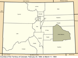 Borders of the counties of Colorado Territory as they were from February 24, 1864 to March 11, 1864.