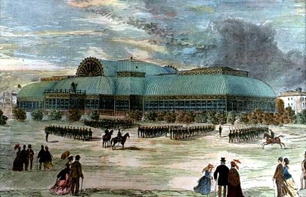 The Palace of Industry, designed after the Crystal Palace in London, was erected for the 1858 fair.