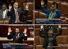 Reps. Jeffries (D-NY), Lee (D-Tex.), Green (D-Tex.) and Clarke (D-NY) making the gesture Cspan hands up don't shoot.jpg