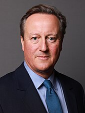 In the November 2023 British cabinet reshuffle, David Cameron, returned to frontline politics as foreign secretary, seven years after resigning as prime minister. David Cameron Official Portrait 2023 (cropped).jpg