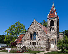 Davis Memorial Presbyterian Church is noted for its Gothic Revival architecture Davis Memorial Presbyterian Church.jpg