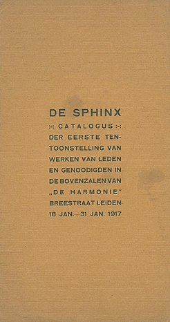 Voorzijde van het vouwbklad bij de eerste tentoonstelling van De Sphinx