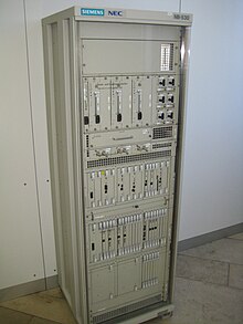 The hardware of GSM base station displayed in Deutsches Museum Deutsches Museum - The guts of a GSM cell site.jpg