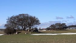 Blick auf die beiden Großsteingräber bei Gaarzerhof