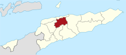 Мапа на Источен Тимор, истакнувајќи ја општината Ајлеу