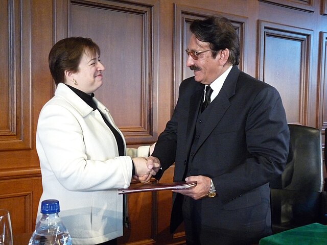 Elena Kagan, the then Dean of Harvard Law School, delivering the Medal of Freedom to Chief Justice Chaudhry